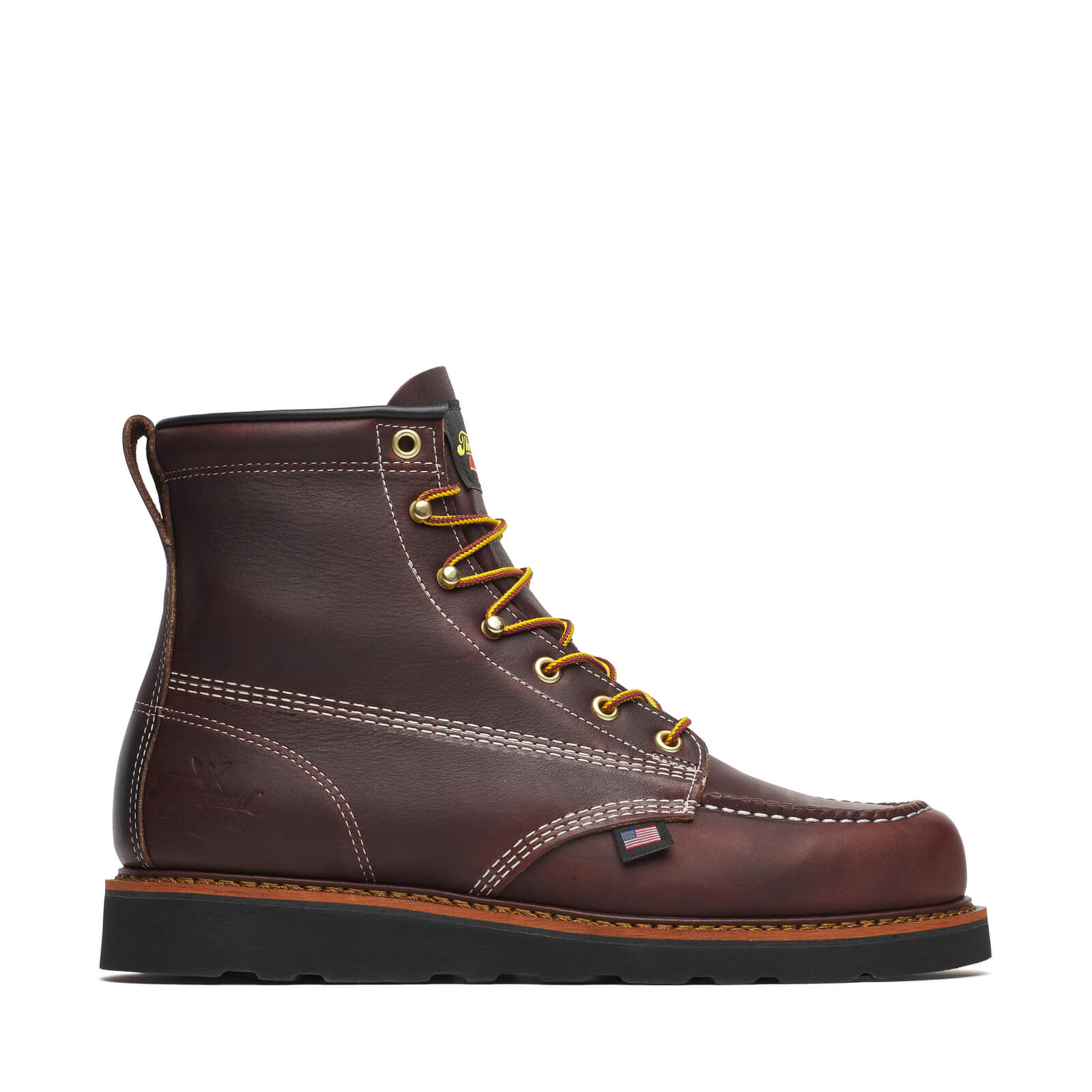 Thorogood American Heritage – 6″ Black Walnut Moc Toe BLK Wedge