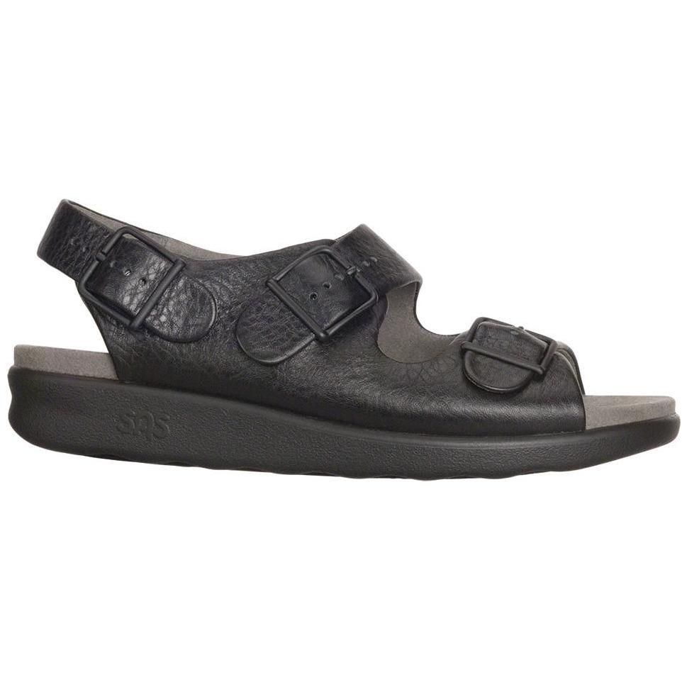 Women's Relaxed Black Heel Strap Sandal