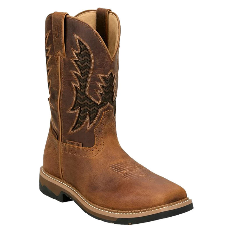 Justin SE4130 Bolt Pecan 11in Comp Square Toe Waterproof Work Boot