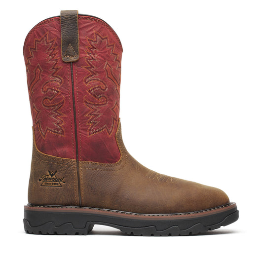 Thorogood Buffalo Ridge – WP 11″ Brown/Scarlet Nano Sq Toe 804-4341