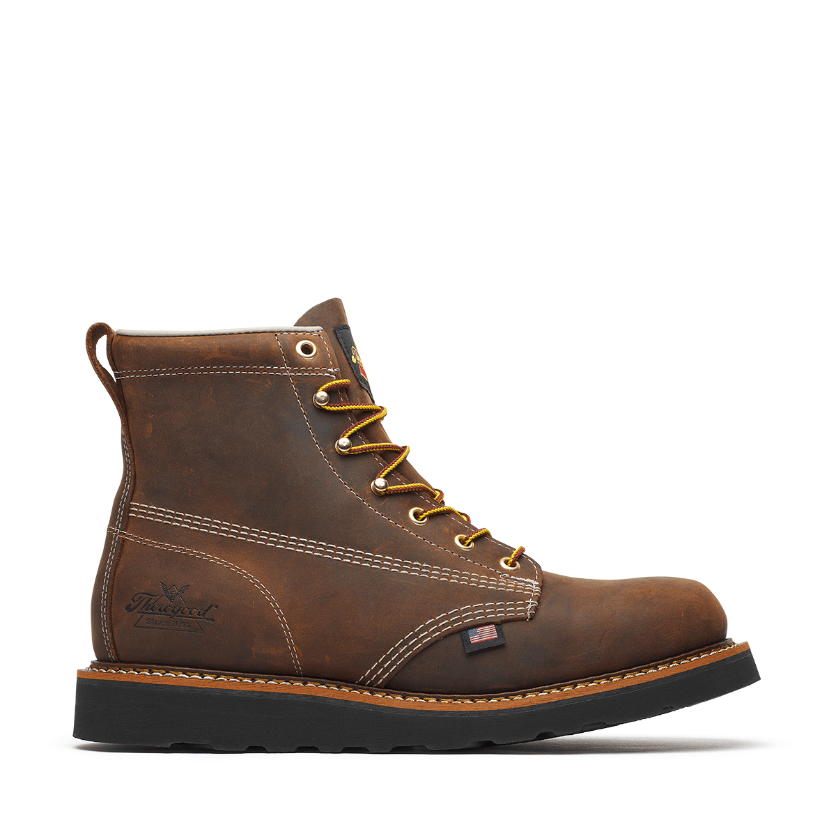 Thorogood 4161 American Heritage – 6″ Crazy Horse Plain Toe Black MAXWear Wedge 814-4161
