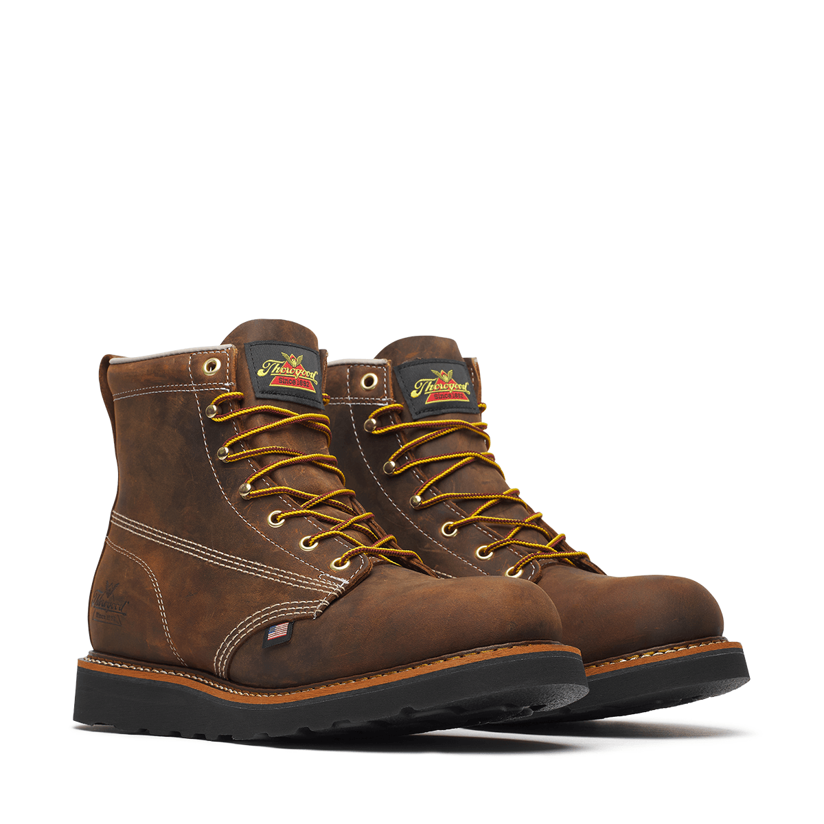 Thorogood 4161 American Heritage – 6″ Crazy Horse Plain Toe Black MAXWear Wedge 814-4161