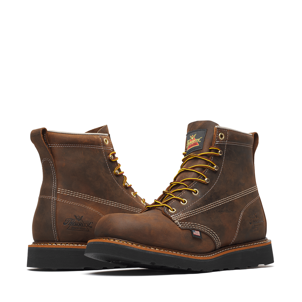 Thorogood 4161 American Heritage – 6″ Crazy Horse Plain Toe Black MAXWear Wedge 814-4161