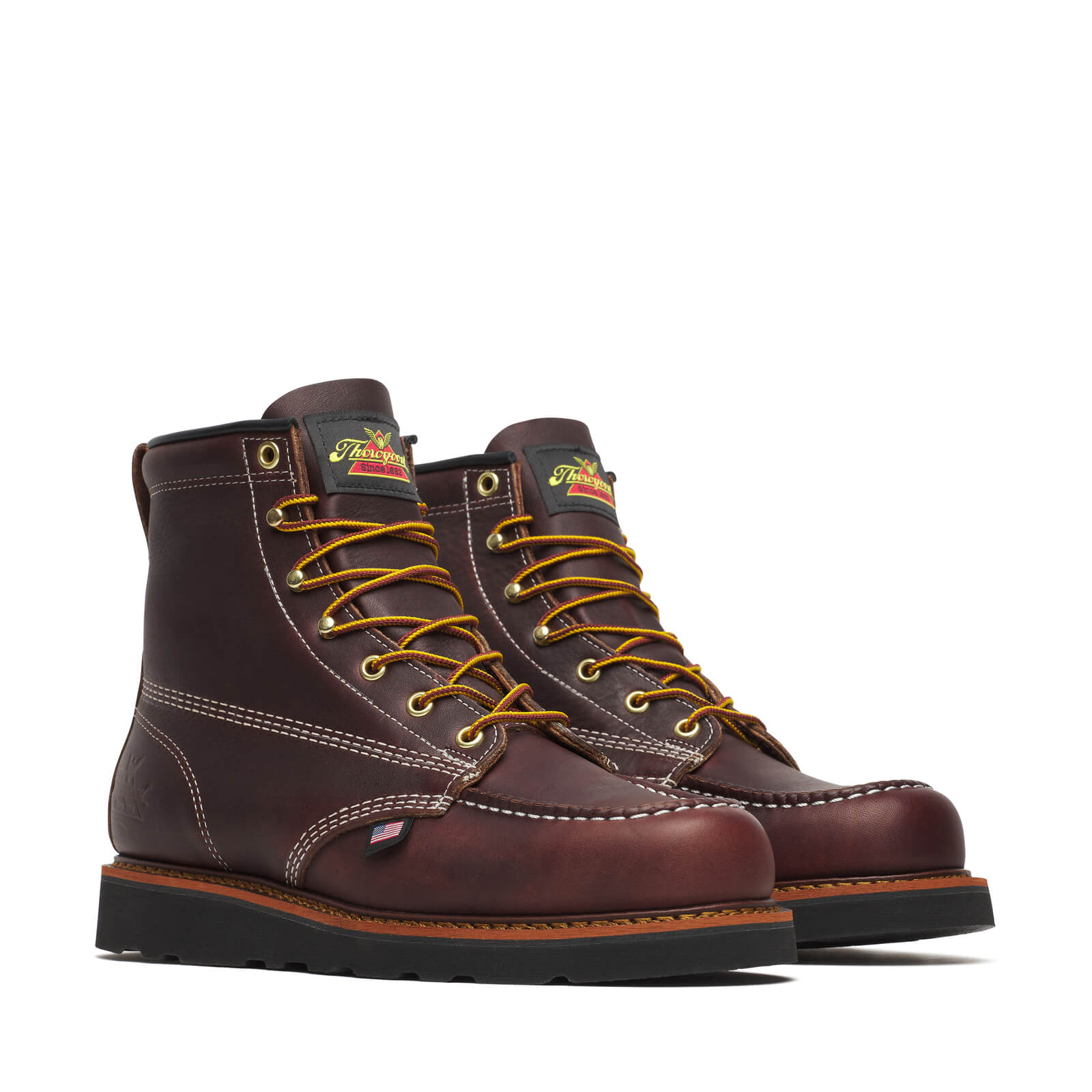 希少★USA製　Thorogood　シボ革 レザー　ペコスブーツ　ブラウン Thorogood American Heritage – 6″ Black Walnut Moc Toe BLK Wedge