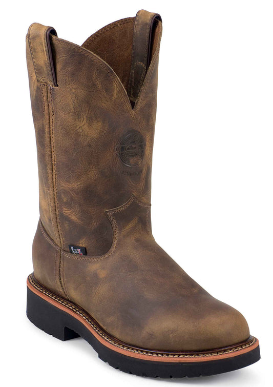 Justin 4441 Men's Blueprint 11" Tan Pull On Steel Toe Gaucho