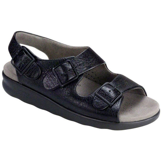 Women's Relaxed Black Heel Strap Sandal