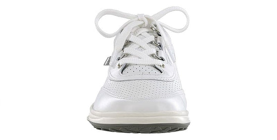 Sporty Lux White Perf Lace Up Sneaker